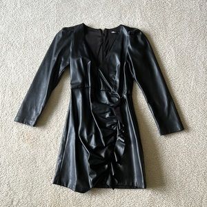 Zara Leather Ruffle Dress